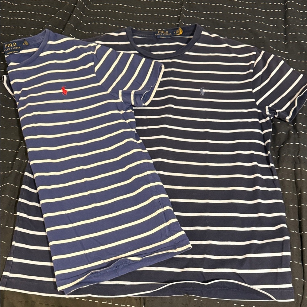 Polo by Ralph Lauren Mens Blue and White Striped Tee